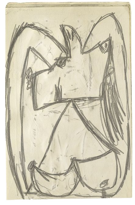 Estudio para Busto de mujer con los brazos cruzados detrás de la cabeza. Cuaderno de Royan (Cuaderno 202)